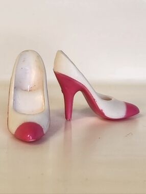 Vintage Barbie Day to Night #7929 White Pink Heels Pumps Shoes 1984 Mattel
